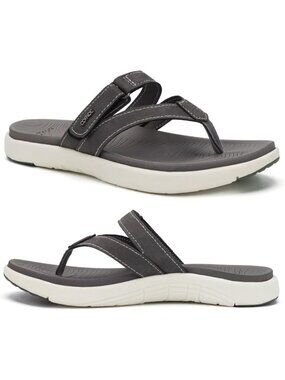 Women's Grey Orthotic Flip Flops Athletic Yoga Mat Cushion Thong Sandal Shoes
